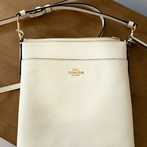 Coach White Crossbody Bag with Gold Accents